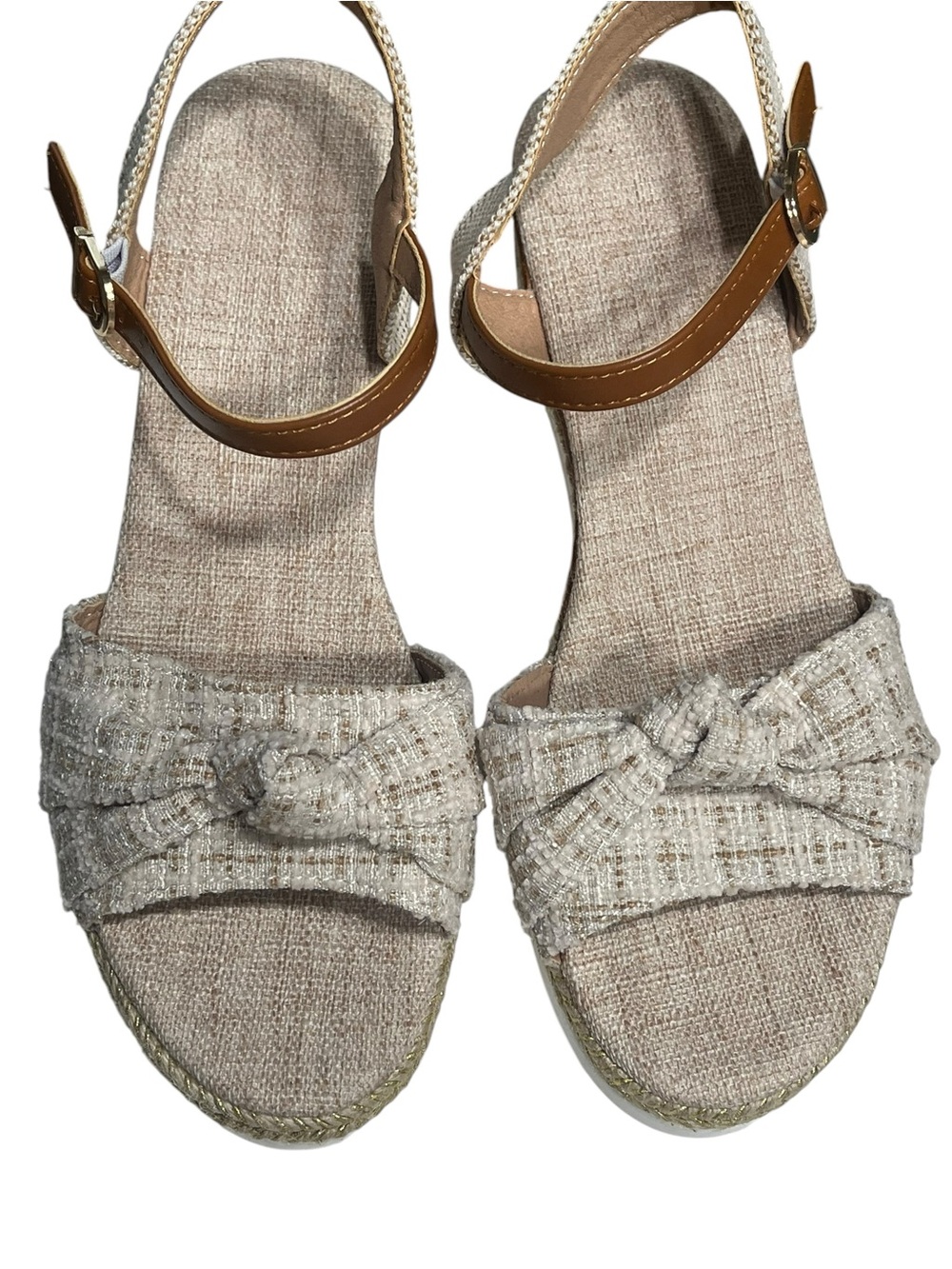 Wedge Espadrille Sandals w/Teed Knot Top and Ankle Strap - Size 39/8 - Picture 2 of 7